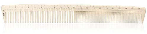 Haarschneidekamm, Frisieurkamm mit integriertem Lineal, 22cm, beige