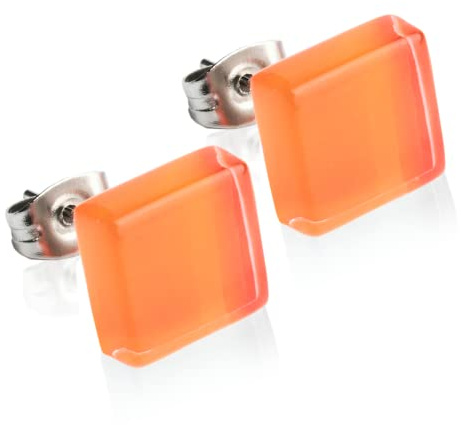Kleine Ohrstecker mit Steinen • Flache Upcycling Ohrringe • Nickelfreie Stecker aus Edelstahl • Nachhaltiger Schmuck • 10mm x 10mm x 3mm