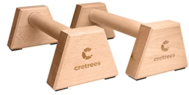 cretrees Liegestützgriffe aus Holz Parallettes Holzbarren - Tolles Trainingsausrüstung - Körpertraining auf Höheren Level Bringen - im Fitnessstudio und zu Hause - Anti-Rutsch - 34 x 11,5 cm Größe M