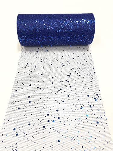 CaiiBtntgb 15cm x 22,8m Glitzer Tüll Stoffrolle Hexagon Pailletten Mesh Stoff Spule Tutu Rock Bady Dusche Hochzeitsfeier Geburtstag Dekoration (Königsblau)