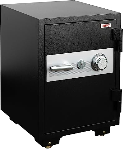 Cassaforte ignifuga UL72 serratura e combinazione numerica 4 cifre HWC-L48 acciaio cemento 48L 68x48x47cm nero
