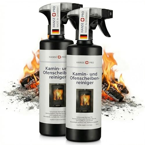 HANSE PRO Kamin- und Ofenscheiben-Reiniger, 500 ml I Ideal gegen hartnäckige Verschmutzungen wie Eingebranntes, Teer und Ruß I Kaminglas-Reiniger I Ofenglas (2 x 500 ml)