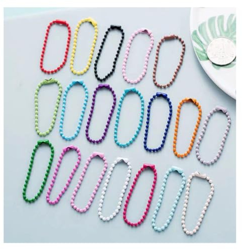 Hrlace 200 Stück Bunte Kugelkette Metall Hängekette Schlüsselanhänger Kette Kugelkette Mit Verbindern für Anhänger Tags Kette Bastelprojekte Schmuckzubehör Hängende Ornamente
