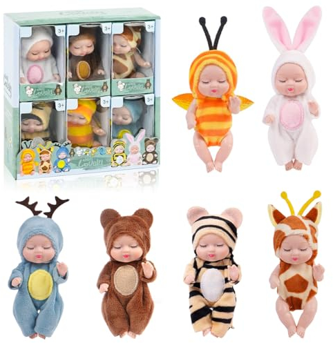 Zaloife Mini-Babypuppe, 6 Stück Newborn Reborn Baby, Kleine Mini PüPpchen Mit Kleidung, Babypuppen ZubehöR Set, Puppenspielzeug FüR MäDchen, Kleinkinder Und Kinder