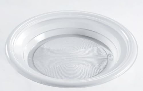 Innclean Assiette creuse blanche réutilisable en plastique 22 cm 10 cf x 20 pièces (200 plats)