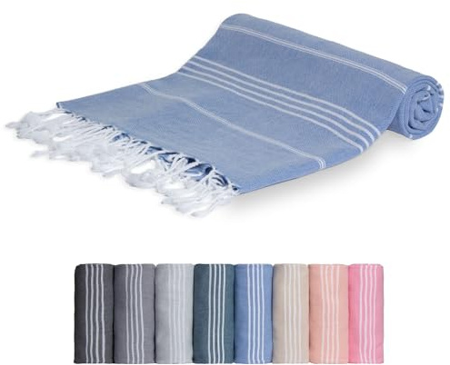 MEBY Serviette de Sauna XXL (100 x 200 cm). Serviette de Plage, Serviette de Bain, Serviette de hammam Turque, Serviette de Toilette. 100% Coton (Bleu)
