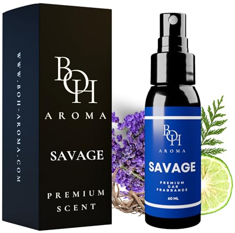 BOH-Aroma Auto Duft SAVAGE - Auto Parfüm und auto lufterfrischer Innenraum, neutralisiert Gerüche im Auto, Autoduft mit eigenem parfum, autozubehör innenraum 60ml