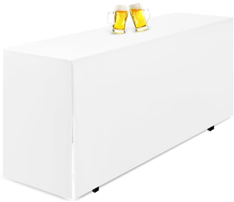 Teruntrue Biertischhusse Weiß Biertischhusse für Bierzeltgarnitur, 220 x 50 cm, blickdichte Polyester-Biertischhusse, waschbare Tischhusse für Bankette im Freien (Weiß)