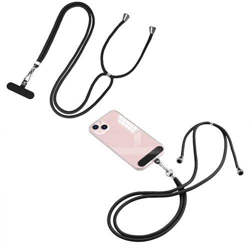 SHUBEIEUMI 2 Pezzi Cordino per Cellulare Telefono Universale Patch*2, Rimovibile Catena Laccio per Cellulare, Collana per Tutti Gli Smartphone, Regolabile Cinturino da Collo Polso