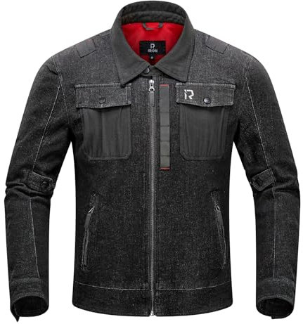 BORLENI Motorradjacke Denim Herren Motorrad Jeansjacke mit Protektoren Atmungsaktiver Panzerschutz Hochglanz Reflektierend für Frühling Sommer Herbst
