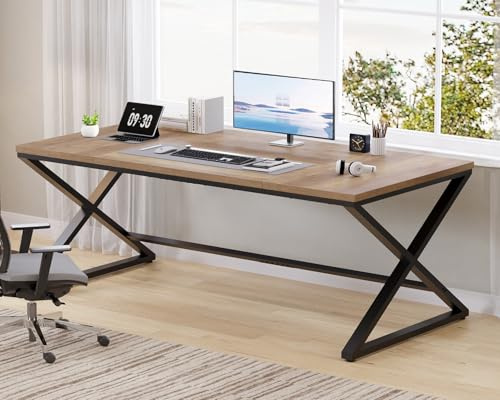 LVB Gaming Schreibtisch 180x80x75 cm Holz Computertisch Büro Burlywood | Geräumige Arbeitsfläche bietet ausreichend Platz für PC, Monitor, Tastatur und Arbeitsutensilien