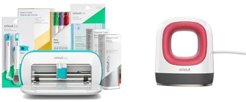 Cricut Joy | Compact Smart Cutting Machine Starter Bundle | 2023 Edition, White & EasyPress Mini | Compact Heat Press for Iron On Vinyl (HTV), Infusible Ink and Sublimation | Raspberry