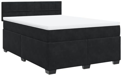 vidaXL Boxspringbett mit Matratze Schwarz 160x200 cm Samt