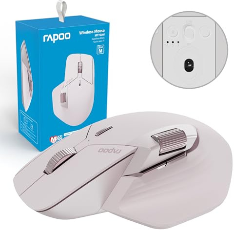 Rapoo MT760M kabellose Maus Wireless Mouse 4000 DPI Sensor umweltfreundlicher wiederaufladbarer Akku ergonomisch PC & Mac - pink