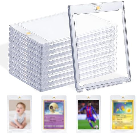 Magnetic Card, 10pc Karten Hüllen, Magnetischer Kartenhalter UV-Schutz-Transparent Karten, Rahmen Kartenhüllen Harte Kartenhüllen, Ultraklare Kartenhüllen für Magic, MTG, Sport, Baseball, Fußball