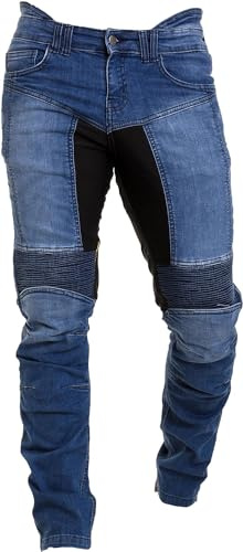 Rider Protec Pantalones vaqueros de moto para hombre, pantalones deportivos de moto con protectores de cadera y rodilla, pantalones de moto con forro de aramida protector pantalones de motorista para