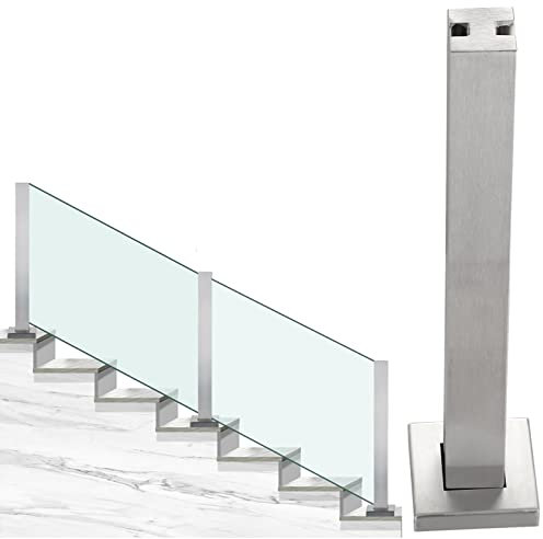KEHSF Glaszaun-Klemmstange für Veranda, silberner Treppengeländerpfosten mit 15 mm Breiten Schlitzen, Glasbalkon-Verbindungsstück für Balkon/Flurtreppe/Innen-/Außenplattform-Dachboden