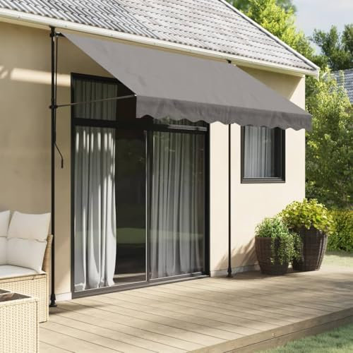 Xichuzi Markise Einziehbar Anthrazit 250x150 cm Stoff und Stahl, Sichtschutz Balkon, Balkon Markise, Seitenmarkise, Klemmmarkise, Sonnenvorhang, Balkonmarkisen - 368739