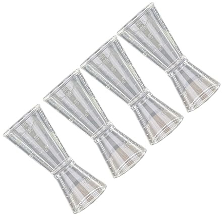 TIDTALEO Tasse à Mesurer à Double Tête En Plastique Transparent Grosse Taille, Appareil De Mesure Du Vin En Onces, Outil De Barman Professionnel Pour Bar à Domicile, Lot De 4 Pièces