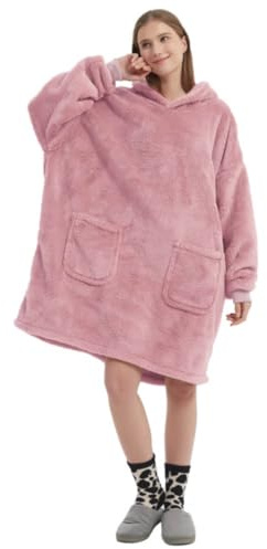 FELOVE Suéter de Felpa con Capucha y Mangas. Suéter cómodo con Dos Bolsillos Profundos. Manta portátil. Manta con Capucha ultrasuave y cómoda para Adultos.