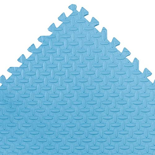 JNTFNE 12 Stück ineinander greifende Teppichfliesen, verdickte Schaumstoffmatte mit Rand, schützender Bodenbelag, weiche Teppiche für das Spielzimmer zu Hause, 30 cm x 30 cm (Farbe: Blau)