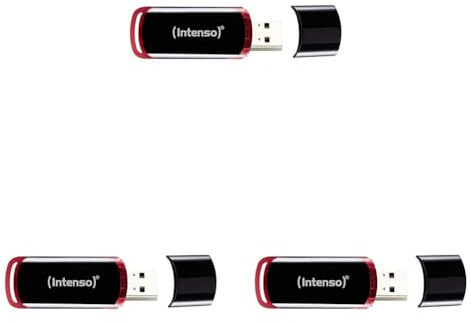 Intenso Business Line - Chiavetta USB da 8GB - Pendrive USB 2.0, nero, rosso (Confezione da 3)