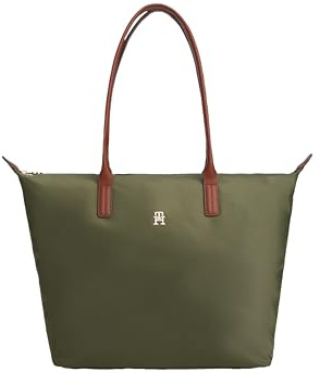 Tommy Hilfiger Damen Popette Large Tote Bag with Zipper Tragetasche, Huntsman Green
