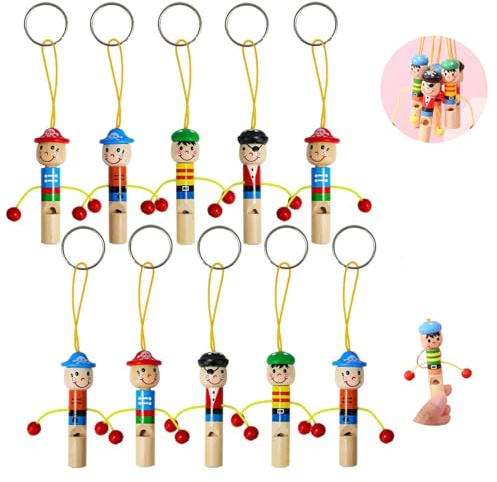 ZHAOYCSH Sifflet de Pirate en Bois pour Enfants - Lot de 10 Pièces - Jouet Musical et Éducatif - Cadeau d'anniversaire, Fête et Noël