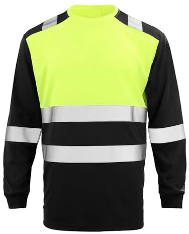 Duohropke Camiseta de manga larga para hombre, camiseta de seguridad, ligera, transpirable, reflectante, camiseta de advertencia para obras, de secado rápido, chaqueta de trabajo, verde menta, XXL