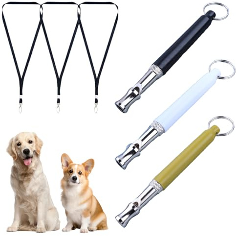 DIFLAX 3 Pezzi Fischietto a Ultrasuoni per Cani, Fischietto a Ultrasuoni, Ultrasuoni per Cani, Fischietti per Cani con Cordino Regolabile per II Richiamo e II Controllo Dell'Abbaio