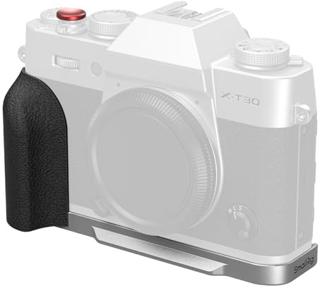SMALLRIG X-T30 III/X-T30 II/X-T30 L-format grepp för FUJIFILM-kamera, inbyggd snabbkopplingsplatta för Arca, 1/4-20 hål, lätt ergonomiskt silikonhandgrepp, avtryckarknapp (silver) - 5664