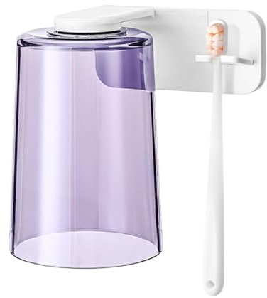 Vaso para enjuague bucal | Soporte para cepillo de dientes sin taladrar | Vaso para enjuague bucal y estante de almacenamiento | Para ducha, inodoro, apartamento, dormitorio, oficina, hotel, viajes