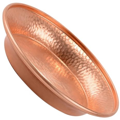 RORPOIR Cuenco de Cobre para Adoración Budista, Bandeja de Tibetana, Tazón de Cobre Puro Marrón para Rituales y Hogar
