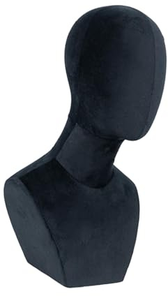 Sdlnklm Tête de Mannequin avec Épaules Socle Présentoir Perruques Porte Bijoux Model Organisateur Chapeaux Velvet Polyvalente Recommandée pour Boutique D'Acce, noir