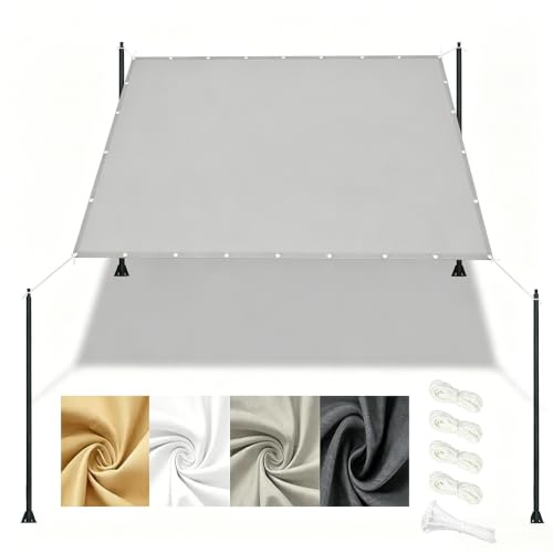 DSRDRFG Vela Ombreggiante Quadrata 5x5M Tenda da Sole per Esterno, Vela Parasole Impermeabile Tenda a Vela Giardino, PES 220g/m² Protezione Solare per Terrazza, Carport, Grigio chiaro