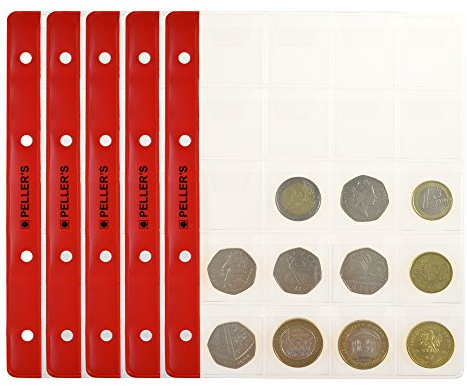 PELLER'S Münzhüllen Für Sammelalbum. 20 Felder 35mm x40mm, Für Münzen bis zu Ø 31mm. 10 er Packung. Für Münzalbum M.