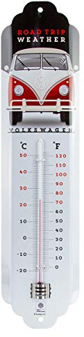 Nostalgic-Art Thermomètre rétro, 7 x 28 cm, VW – Good In Shape | original Volkswagen license product (OLP), en métal, design vintage, Idée cadeau pour fans du VW Bus