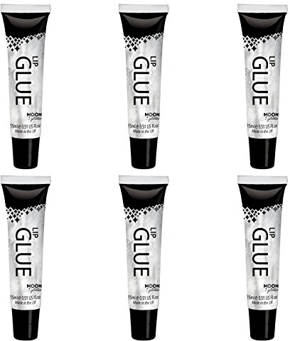 Glitter Lip Glue by Moon Glitter - Suitable for use with All Glitters Including fine, Chunky, Holographic, Iridescent and bio - Set of 6