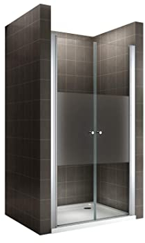 i-flair Duschtür LIMA mit Pendeltüren, Verstellbereich von 96-100 cm Höhe: 185 cm Nischentür Duschabtrennung aus teilsatiniertem 6mm NANO ESG Sicherheitsglas - DTMF 185