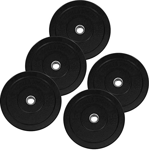 GORILLA SPORTS® Olympia-Hantelscheiben 5–50 kg, 50/51 mm, gummiert | Mit Stahlkern, tiefem Innenring und stoßdämpfender Gummi-Ummantelung; einzeln oder im Set, Bumper Plates, Olympiascheiben