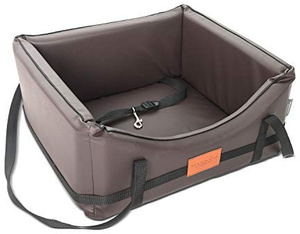 Mayaadi-Home Hundeautositz Kunstleder Hundesitz Hundebett Autokörbchen Autositz Hundesitz Hundedecke Hundekorb Transportbox Pako für Rückbank Vordersitz Braun L (65 x 55 cm)