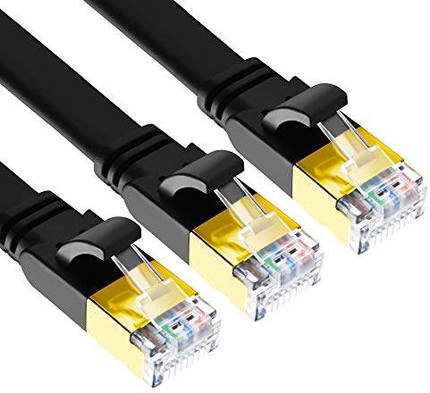 Yauhody Cat 8 Ethernet Cable 2M 3Pack, Internet Cable 2M 3Pack, Black | 40Gbps High Speed, Pure Copper, Shielded Cat8 Network LAN Cord with Gold Plated RJ45 Connector for PS5, Gaming, Router, Modem
