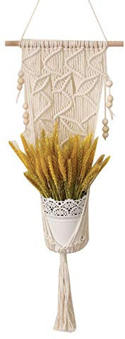 Appeso a parete macrame appeso cesto decorazione vaso di fiori, decorazione murale fiore appendiabiti, corda di cotone porta pianta decorazione muro appeso cesto appendiabiti per interni esterni