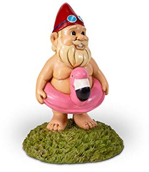 Kwirkworks Figurine de Nain de Jardin Amusant - Flamant Rose - Flotteur de Piscine - Cadeau Amusant