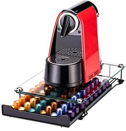 Rice rat Coffee Pod Storage Holder Capsules Originaline Drawer Organizer, Crystal Tempered Glass (60 pods)