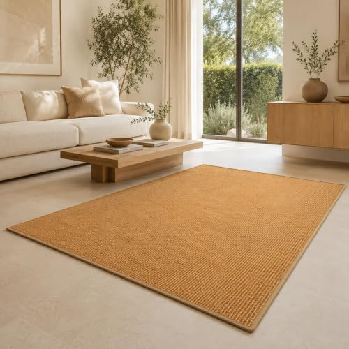 Floordirekt Sisal Teppich 100% Sisal Naturteppich, 80 x 250 cm Kork | Rutschhemmender Latexrücken, Sisal Läufer, Gekettelte Kanten, Für Wohnzimmer, Flur & Esszimmer