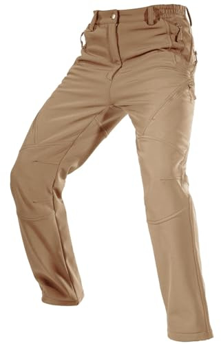 FREE SOLDIER Pantalones de Trabajo Softshell para Hombre Pantalones Trekking Termico Pantalones Montaña Impermeable Pantalones de Snowboard de Invierno Pantalones de Caza(Color de Barro, 56)
