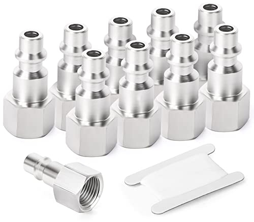 GASHER 10PCS 3/8-Inch NPT Female Industrial Air Tool Fitting, 1/4-Inch High Flow Pneumatic Plugs Max Working Pressure 300PSI