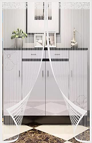Fly Screens for Doors 57 x 78 Magnetic Screen Door with Lace and Powerful Magnets Seal, Durable Polyester Mesh, Full Frame Magic Tape, Heavy Duty Patio Insect Door Screen & Mosquito Screen