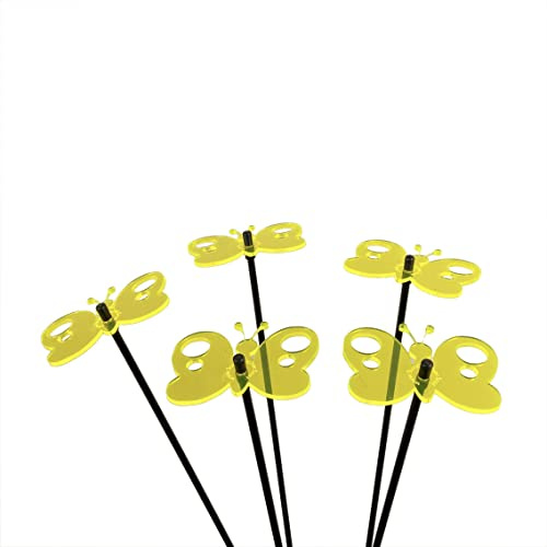 Sun Catcher Garden Decor Sonnenfänger 5 Kleinen Leuchtenden Schmetterlingen Besondere Garten Dekoration für Garten, Balkon oder Terrasse, Farbe:gelb
